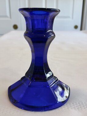 Vintage Cobalt Blue Glass Candle Holder
